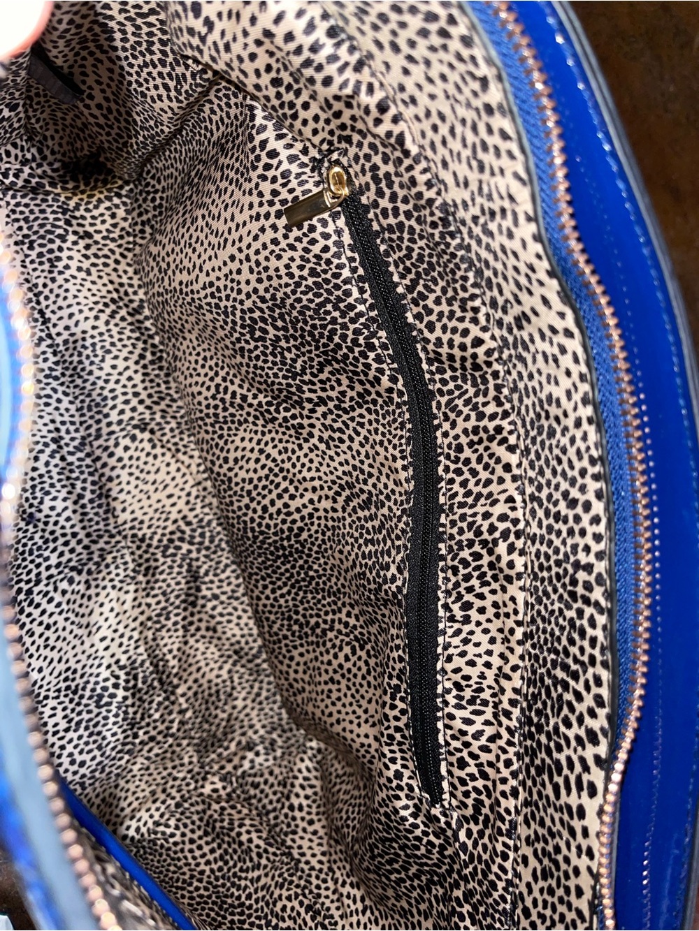 Blue Crocodile-Embossed Patent Tote Bag with Lock Accent - Picture 9 of 12